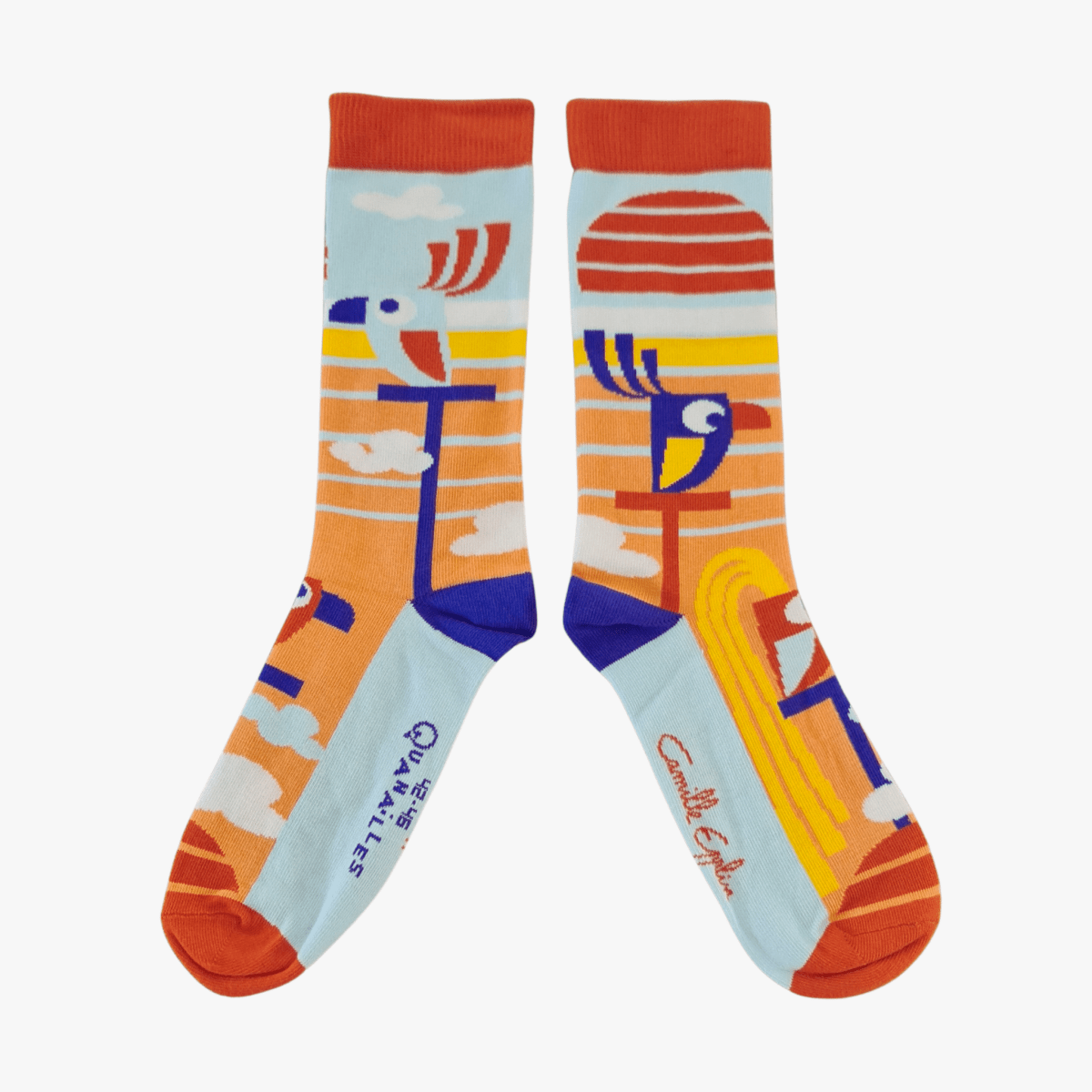 Chaussette originale motif Mardi Cuicui — Camille Epplin — fabriquée en Limousin — Quanailles
