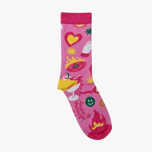 Chaussette originale On Fire rose — Laura Deleuze — fabriquée en Limousin — Quanailles