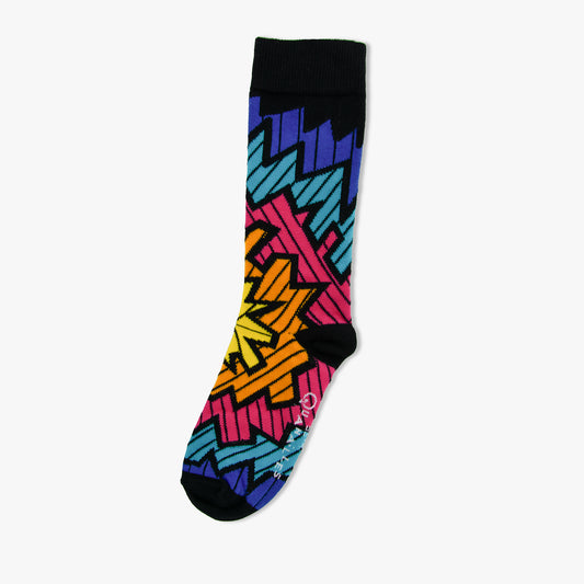 Chaussettes made in france explosion multicolore noir jaune orange rose bleu