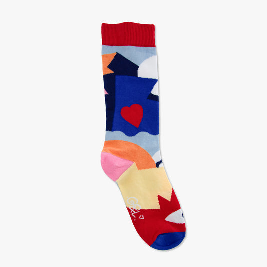 Chaussettes made in france abstrait amour rouge rose orange bleu