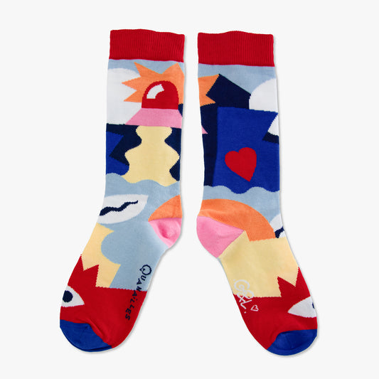 Chaussettes made in france rouge abstrait amour bleu rose orange