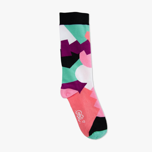 Chaussettes artiste motif noir coloré — Guillaume & Laurie — fabriquées en Limousin — Quanailles
