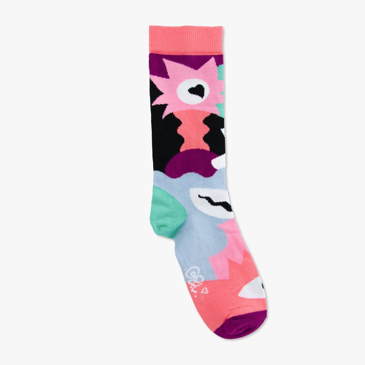 Chaussettes artiste motif rose coloré — Guillaume & Laurie — fabriquées en Limousin — Quanailles