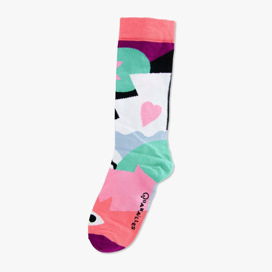 Motif abstrait rose chaussettes originales — Guillaume & Laurie — made in France — Quanailles