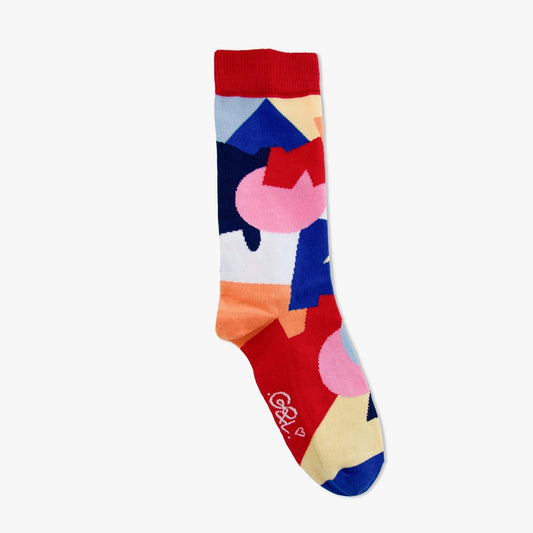 Collection Abstract chaussettes dépareillées rouge bleu — artiste Guillaume & Laurie — Quanailles