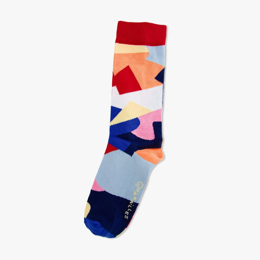 Chaussettes originales motif abstrait coloré — Guillaume & Laurie — fabriquées en Limousin — Quanailles