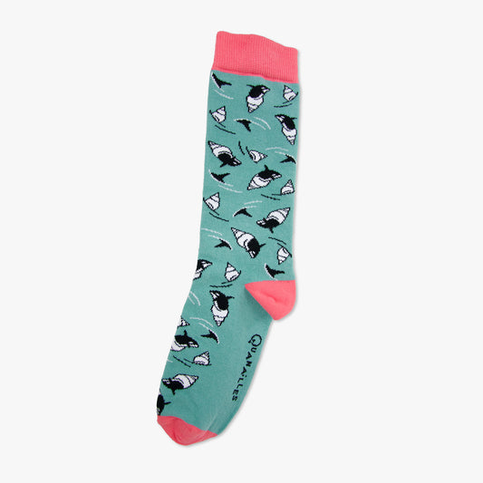 Chaussettes made in france bulot orques corail bleu