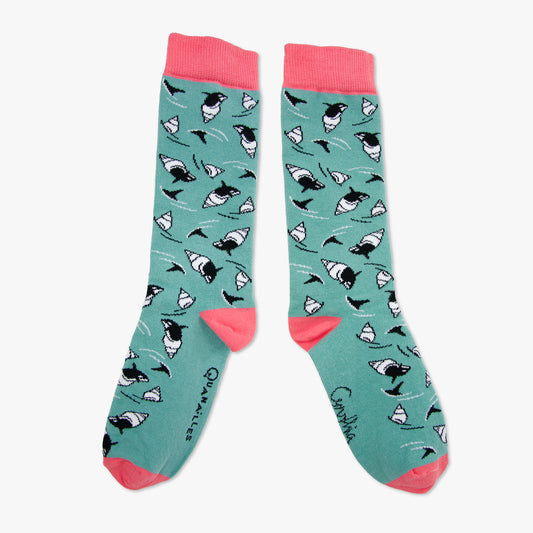 Chaussettes made in france bulot orques bleu corail