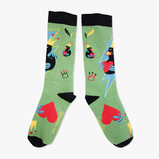 Chaussettes made in france canard amour chat vert noir coeur rouge eclair jaune