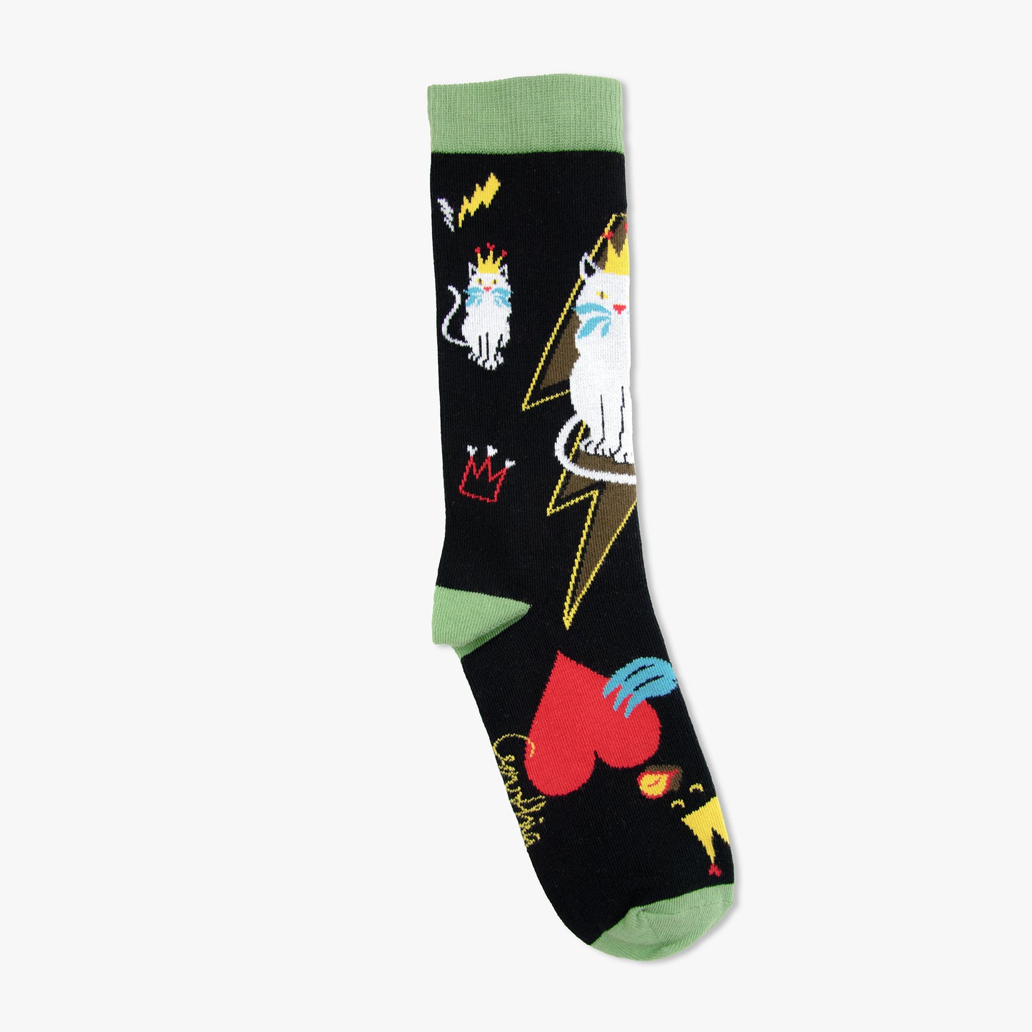 Chaussettes made in france chat amour canard vert noir coeur rouge eclair