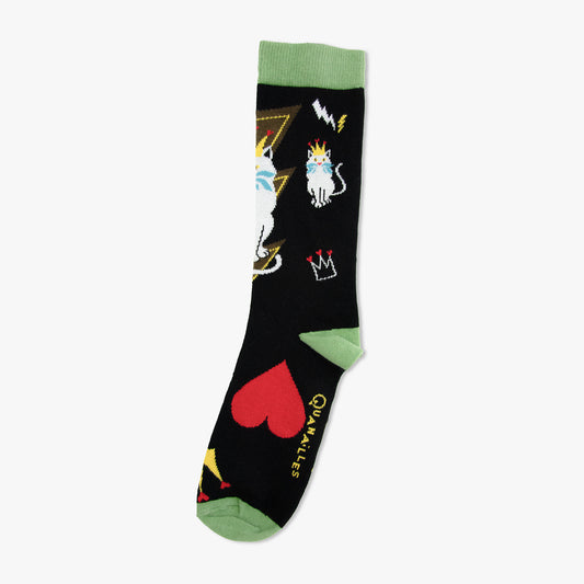 Chaussettes made in france chat amour canard noir vert coeur rouge eclair