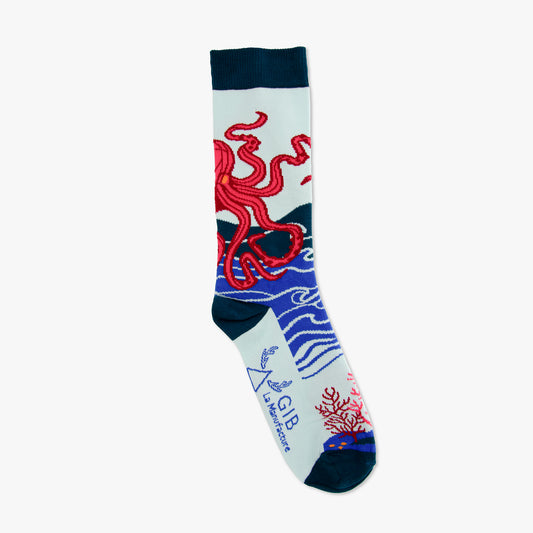 Chaussettes made in france poulpe bleu