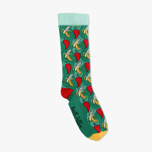Paire motif Banane Piment — chaussettes artiste made in France — Quanailles