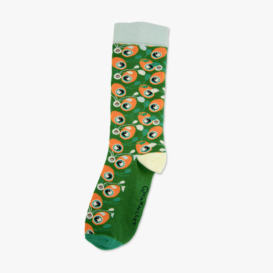 Chaussettes made in france oeuf paon orange vert