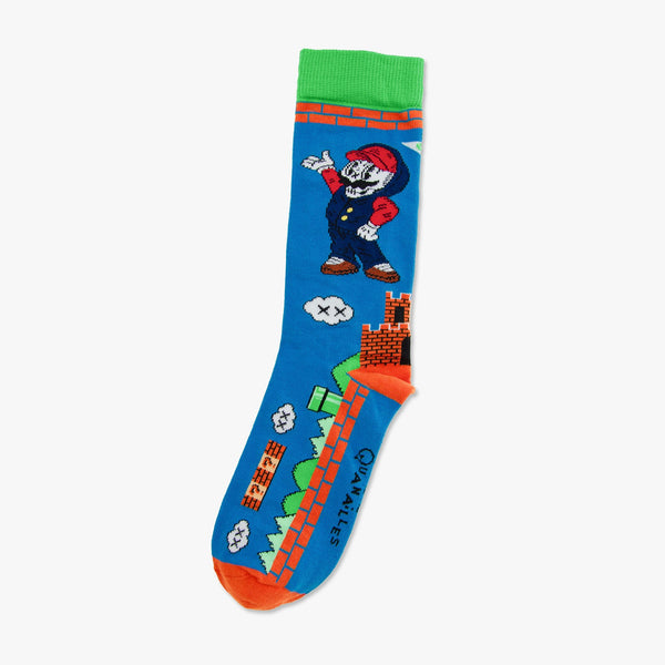 Chaussettes made in france mario bleu orange vert