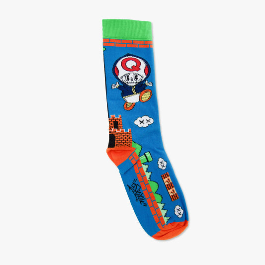 Chaussettes made in france toad bleu vert orange