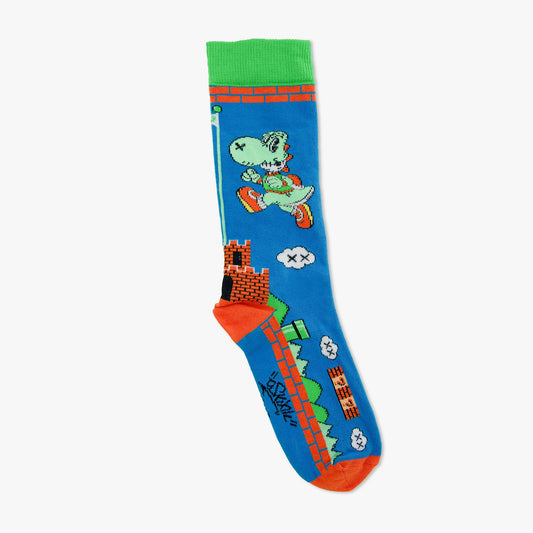 Chaussettes made in france yoshi bleu vert orange