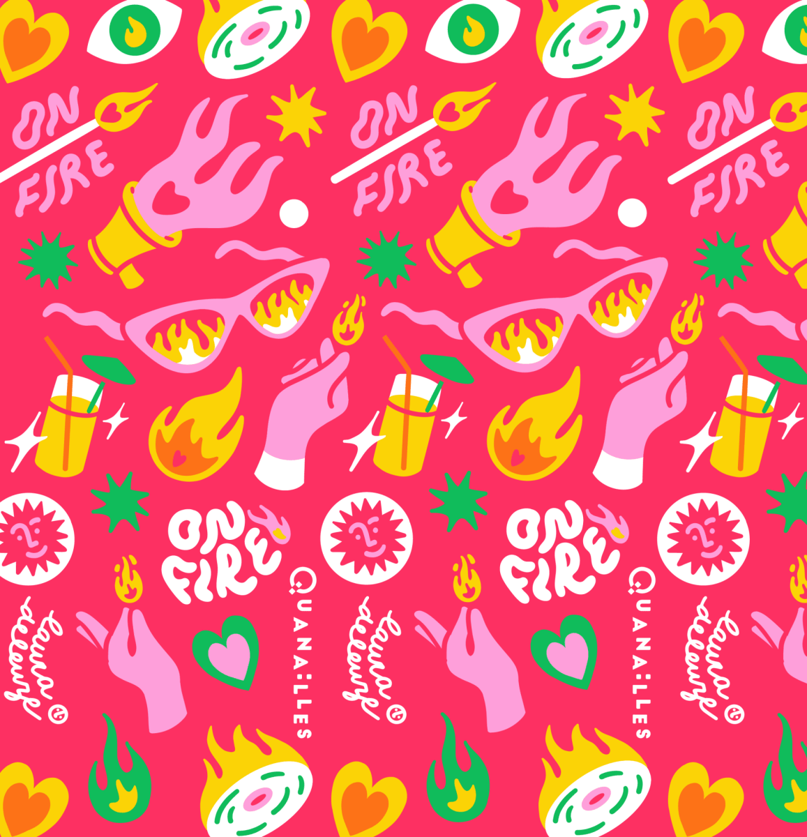Détail chaussette On Fire fuchsia — Laura Deleuze — chaussettes originales France — Quanailles