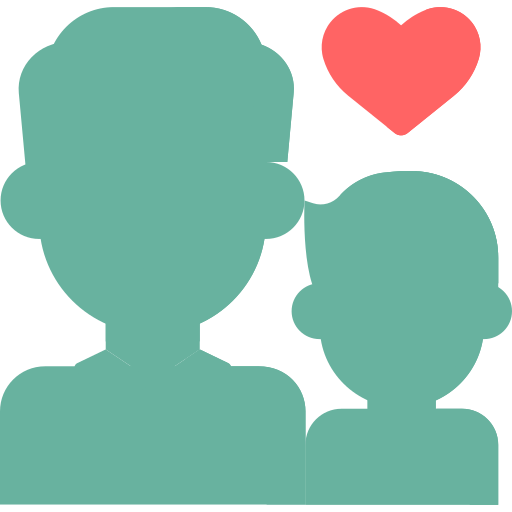 silhouette père et fils coeur rouge