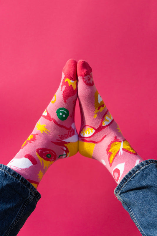 Laura Deleuze | Paire de chaussettes "On Fire" Rose