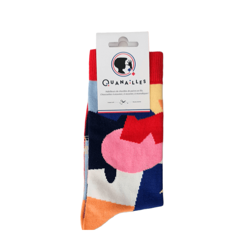 Guillaume & Laurie | Abstract bleu - Quanailles - Chaussettes Made in France