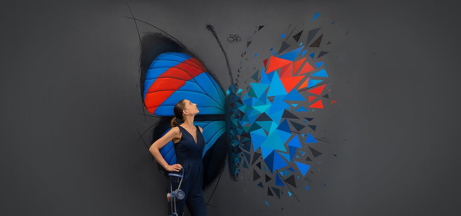 Quanailles Sabrina Beretta papillon bleu destructuré