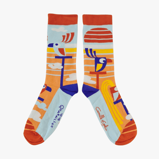 Chaussette originale motif Mardi Cuicui — Camille Epplin — fabriquée en Limousin — Quanailles