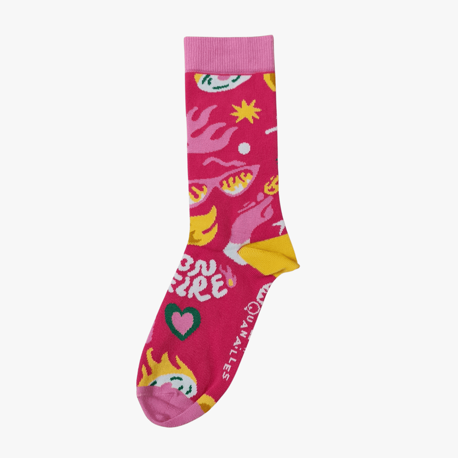 Laura Deleuze | Chaussette à l'unité "On Fire" Fuchsia