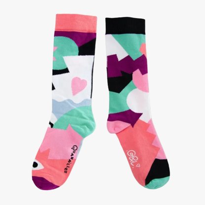 Guillaume & Laurie | Paire de chaussettes dépareillées Abstract rose et noir