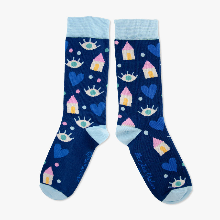 Marylou Chalon | Paire de chaussettes "Cosy bleu"