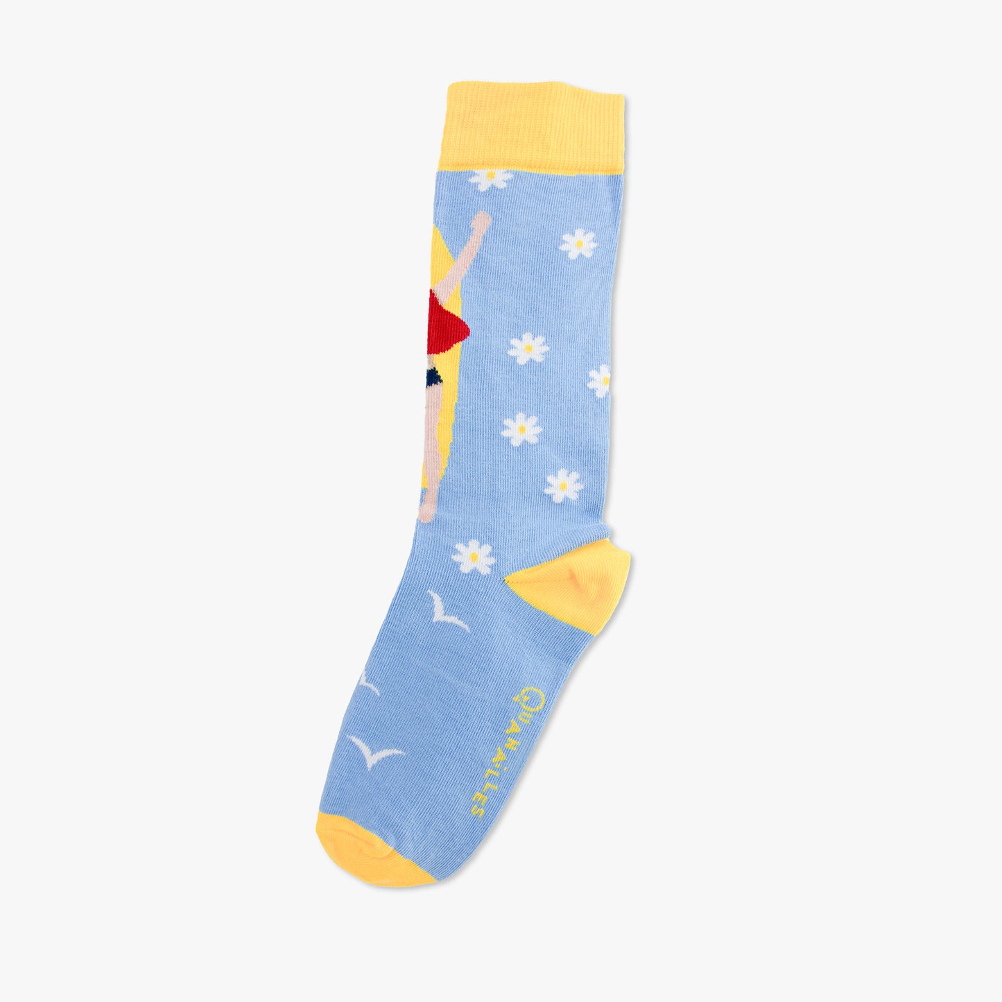 Chaussettes made in france surf femme jour bleu jaune