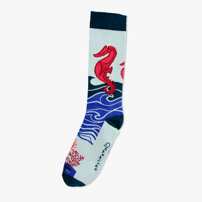 Chaussettes made in france hippocampe bleu marine