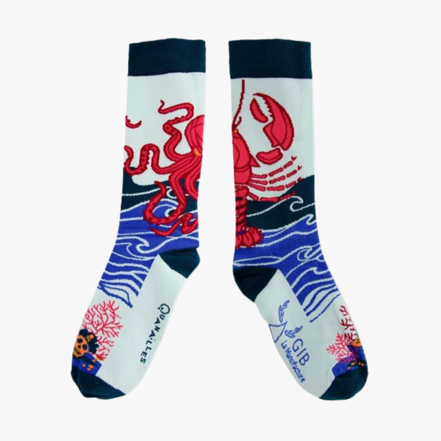 GIB La Manufacture | Paire de chaussettes dépareillées Poulpe & Homard
