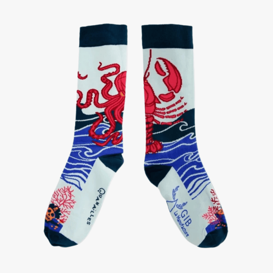 GIB La Manufacture | Paire de chaussettes dépareillées Poulpe & Homard