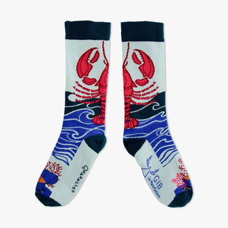 Chaussettes artiste créatures marines homard — GIB La Manufacture — fabriquées en Limousin — Quanailles