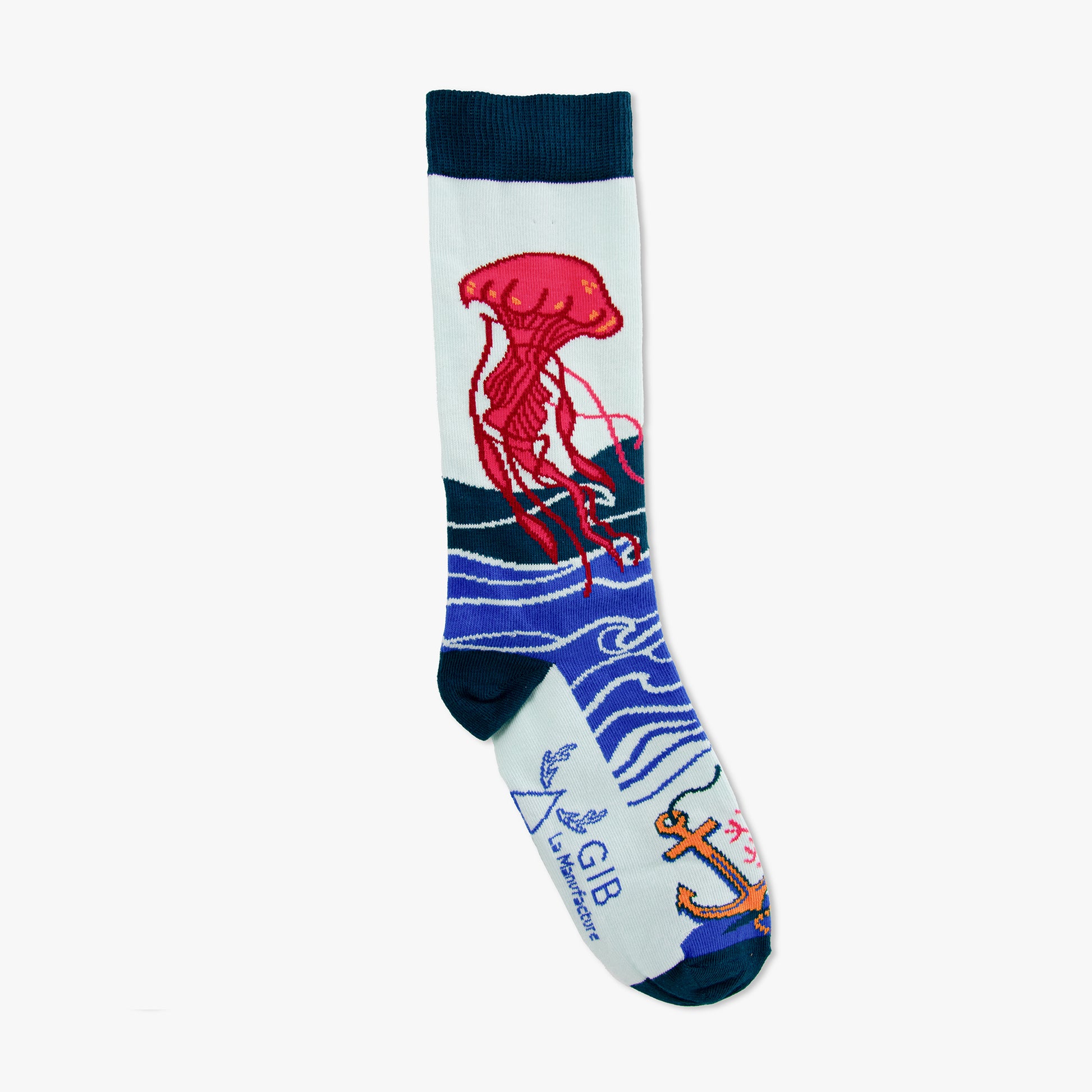 Chaussettes made in france méduse bleu