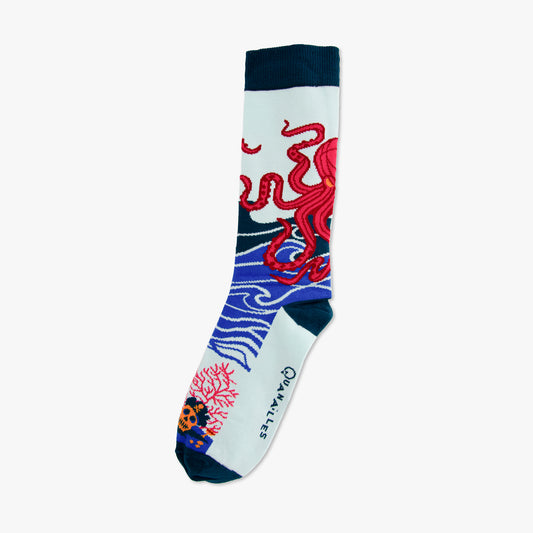 Chaussettes made in france poulpe bleu marine