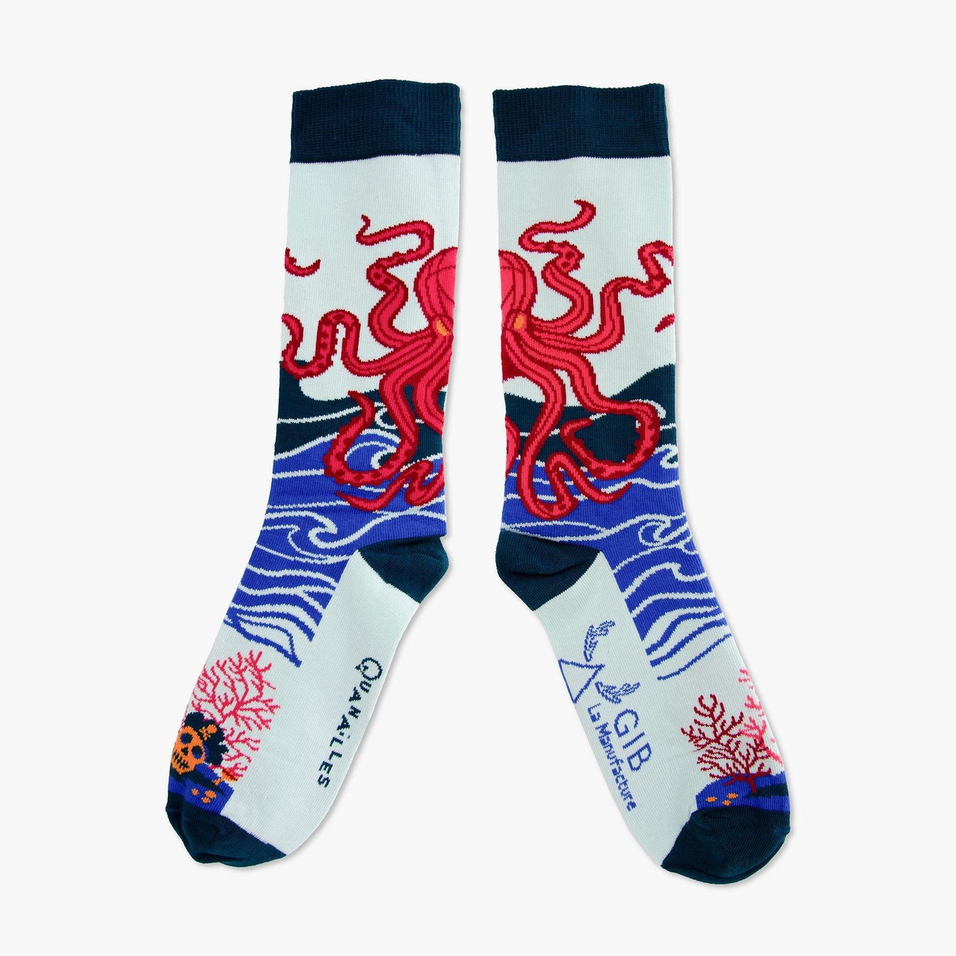 Chaussettes made in france bleu marine poulpe 