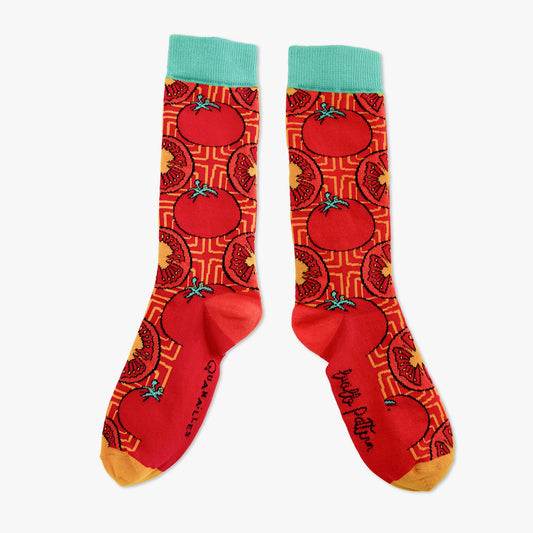 Chaussettes made in france tomate rouge jaune